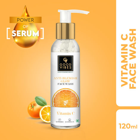 Buy Good Vibes Serum Powered Beauty Anti Blemish Glow face Wash Vitamin C (120 ml)-Purplle