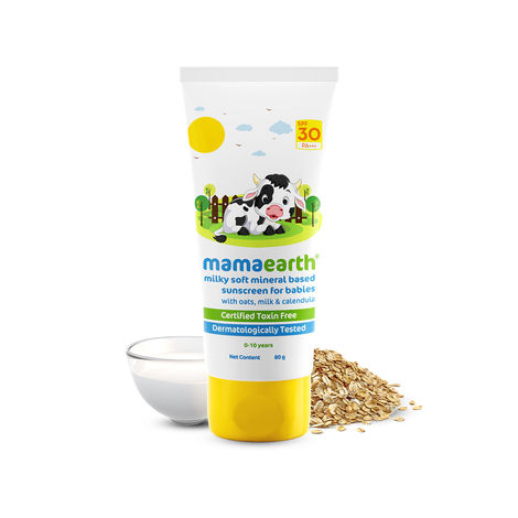 Buy Mamaearth Milky Soft Mineral Based Sunscreen SPF 30 & PA+++ With Oats for Babies- 80 gm-Purplle