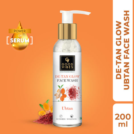 Buy Good Vibes Ubtan De-tan Glow Face Wash with Power of Serum (200ml)-Purplle