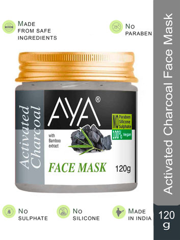Buy AYA Activated Charcoal Face Mask, 120 g | No Paraben, No Silicone, No Sulphate-Purplle