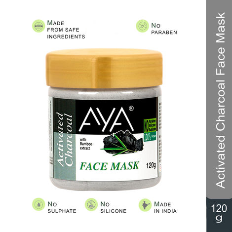 Buy AYA Activated Charcoal Face Mask, 120 gm | No Paraben, No Silicone, No Sulphate-Purplle
