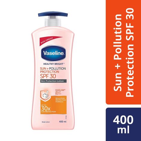 Buy Vaseline Sun + Pollution Protection SPF 30 Body Lotion, Upto 30X Sun Protection, 400 ml-Purplle