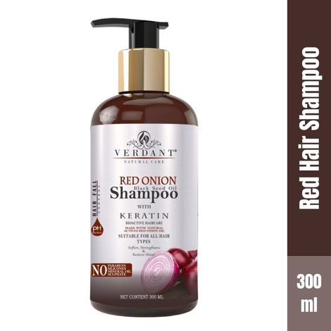 Buy Verdant Natural Care Red Onion Hair Shampoo with Black Seed Oil & Keratin (300ml)-Purplle