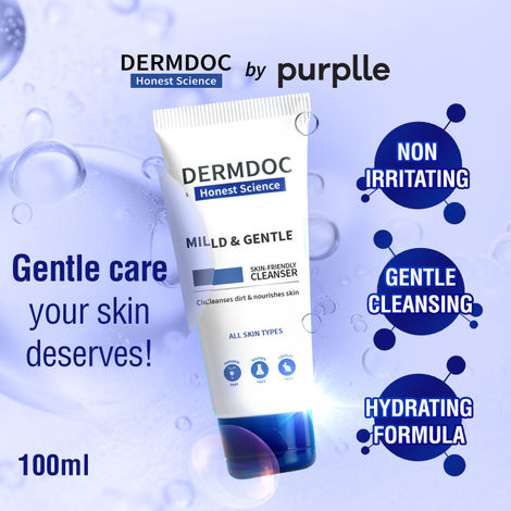 Buy DERMDOC by Purplle Mild & Gentle Facial Cleanser (100 ml) | Skin Cleansing Face Wash | Hydrates Skin | Cleanser for Glowing Skin | Deep Pore Cleansing | Facial Cleanser for Oily Skin-Purplle