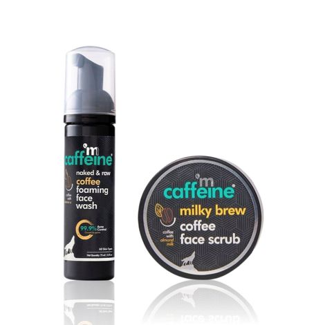 Buy mCaffeine Coffee Foaming Face Wash(75 ml)+ mCaffeine Naked & Raw Milky Brew Face Scrub (75 gm)-Purplle