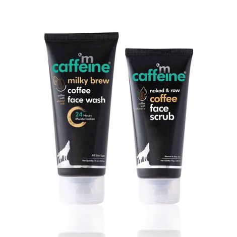 Buy mCaffeine Milky brew Face Wash(75ml) + mCaffeine Naked & Raw Coffee Face Scrub with Walnut for Fresh Glow (75 gm)-Purplle