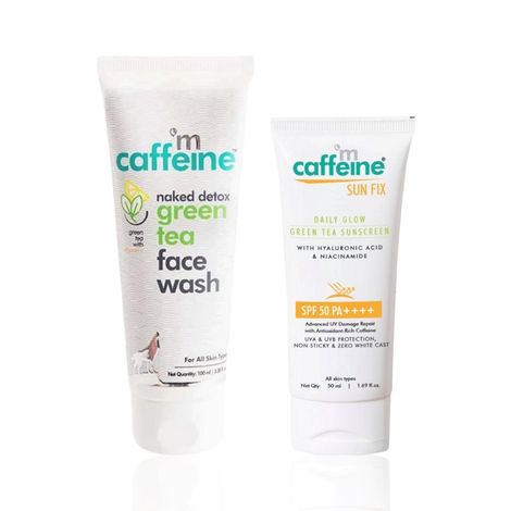 Buy mCaffeine Green Tea Face Wash & Sunscreen Lotion SPF 50++ for Brightening & Sun Protection - Combo of 2-Purplle
