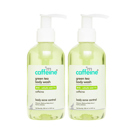 Buy mCaffeine Green tea body wash with BHA Salicylic acid - 1% - Pack of 2-Purplle