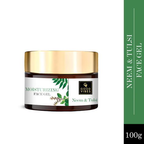 Buy Good Vibes Neem & Tulsi Moisturizing Face Gel | Anti-Acne, Hydrating, Moisturizing | No Parabens, No Sulphates, No Mineral Oil (100 g)-Purplle