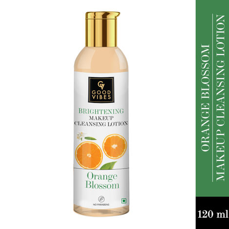 Buy Good Vibes Orange Blossom Brightening Makeup Cleansing Lotion | Cleansing, Hydrating, Refreshing | No Parabens, No Animal Testing (120 ml)-Purplle