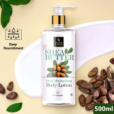 Buy Good Vibes Shea Butter Deep Moisturizing Body Lotion | Hydrating, Moisturizing | No Parabens, No Sulphates, No Animal Testing (400 ml + 100 ml free)-Purplle