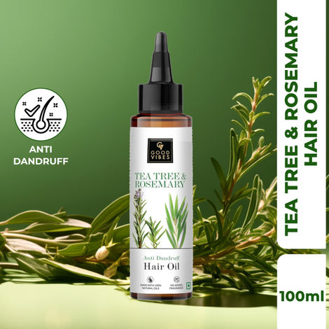 Buy Good Vibes Tea Tree & Rosemary Anti Dandruff Hair Oil (100 ml)-Purplle