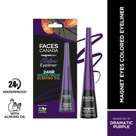 Buy FACES CANADA Magneteyes Color Eyeliner - Dramatic Purple, 4ml | Glossy Finish | 24HR Long-lasting | Waterproof | Smudgeproof | Precise Application | Intense Color Payoff | Almond Extract & Vitamin E-Purplle