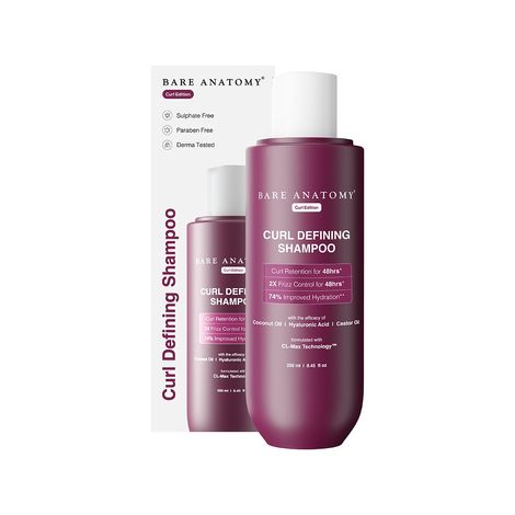 Buy Bare Anatomy Curl Defining Shampoo | Curl Retention & 2X Frizz Protection For 48 Hours | Powered By Coconut Oil, Hyaluronic Acid & Castor Oil | Sulphate & Paraben Free | Women & Men | 250 ml-Purplle