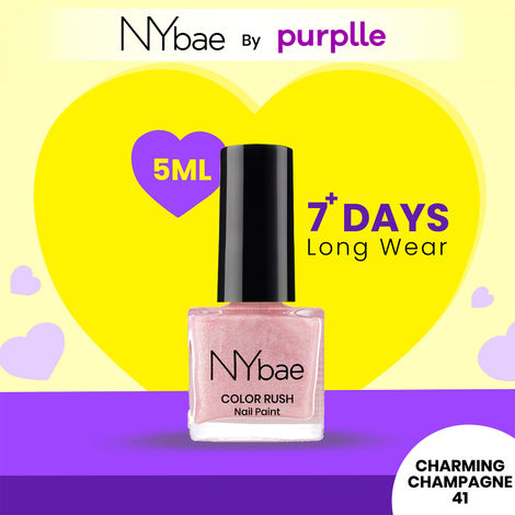 Buy NY Bae Color Rush Nail Paint- Charming Champagne 41 (5 ml) | Chip Resistant | Long Lasting | Quick Dry | Gel Nail Polish-Purplle