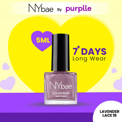 Buy NY Bae Color Rush Nail Paint - Lavender Lace 18 (5 ml) | Chip Resistant | Long Lasting | Quick Dry | Gel Nail Polish-Purplle