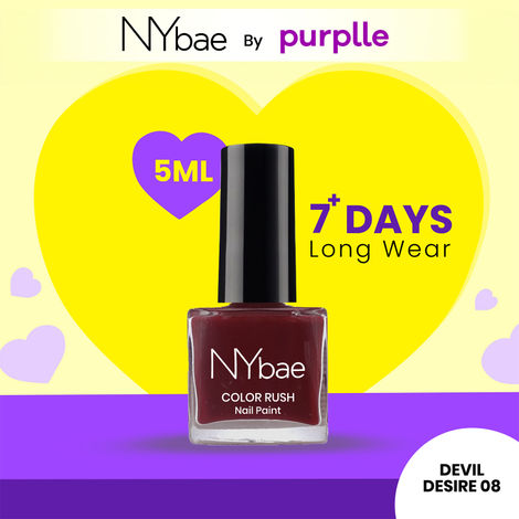 Buy NY Bae Color Rush Nail Paint - Devil Desire 08 (5 ml) | Chip Resistant | Long Lasting | Quick Dry | Gel Nail Polish-Purplle
