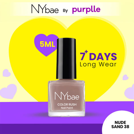 Buy NY Bae Color Rush Nail Paint - Nude Sand 38 (5 ml) | Chip Resistant | Long Lasting | Quick Dry | Gel Nail Polish-Purplle