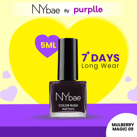 Buy NY Bae Color Rush Nail Paint - Mulberry Magic 09 (5 ml) | Chip Resistant | Long Lasting | Quick Dry | Gel Nail Polish-Purplle