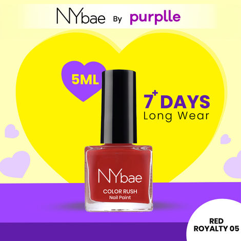 Buy NY Bae Color Rush Nail Paint - Red Royalty 05 (5 ml) | Chip Resistant | Long Lasting | Quick Dry | Gel Nail Polish-Purplle