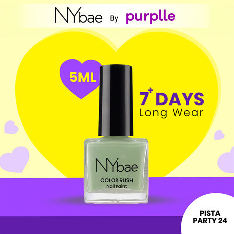 Buy NY Bae Color Rush Nail Paint - Pista Party 24 (5 ml) | Chip Resistant | Long Lasting | Quick Dry | Gel Nail Polish-Purplle