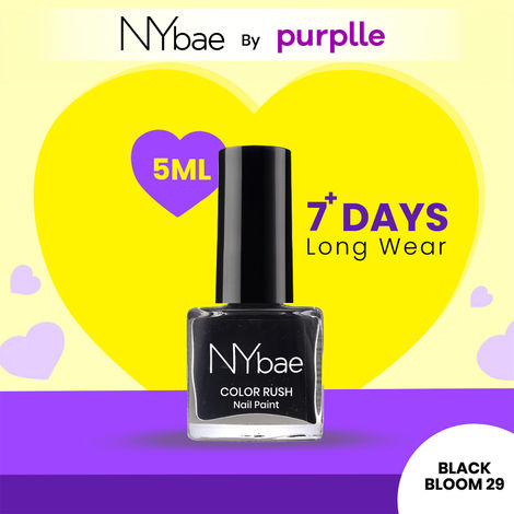 Buy NY Bae Color Rush Nail Paint - Black Bloom 29 (5 ml) | Chip Resistant | Long Lasting | Quick Dry | Gel Nail Polish-Purplle