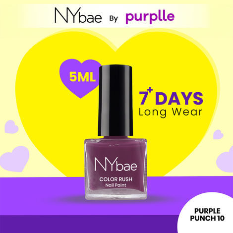 Buy NY Bae Color Rush Nail Paint - Purple Punch 10 (5 ml) | Chip Resistant | Long Lasting | Quick Dry | Gel Nail Polish-Purplle