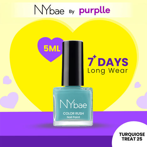 Buy NY Bae Color Rush Nail Paint - Turquoise Treat 25 (5 ml) | Chip Resistant | Long Lasting | Quick Dry | Gel Nail Polish-Purplle