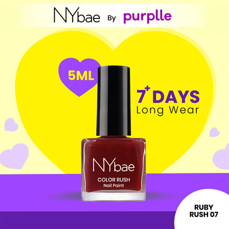 Buy NY Bae Color Rush Nail Paint - Ruby Rush 07 (5 ml) | Chip Resistant | Long Lasting | Quick Dry | Gel Nail Polish-Purplle