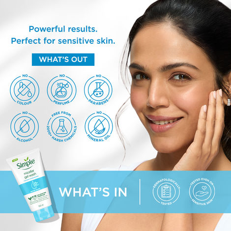 Buy Simple Water Boost Micellar Gel Facial Wash | 100 Hr Hydration | 150 ml-Purplle