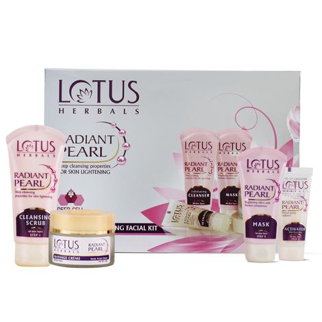Buy Lotus Herbals Radiant Pearl Cellular 4 in 1 Facial Kit | For Deep Cleaning | With Pearl Extracts & Green Tea | 170 gm-Purplle