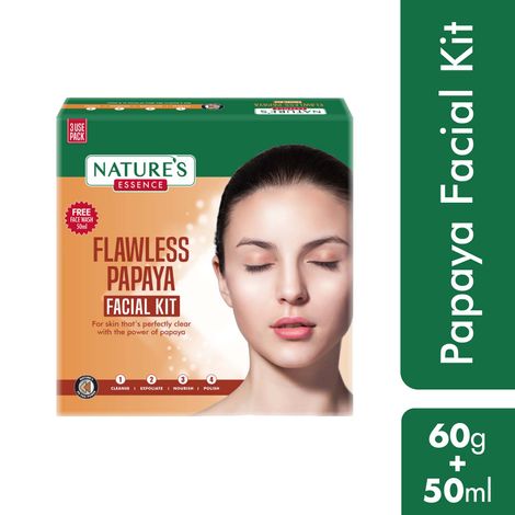 Buy Nature's Essence Flawless Papaya Facial Kit With Free Facewash, 60g+50ml-Purplle