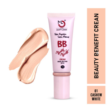 Buy Mattlook Skin Perfection Super Makeup BB Beauty Benefit Cream SPF 25  Lightweight Facial  Glow Moisturizer ,Smooths skin Texture, Gives even skin tone - Cashew White (38gm)-Purplle