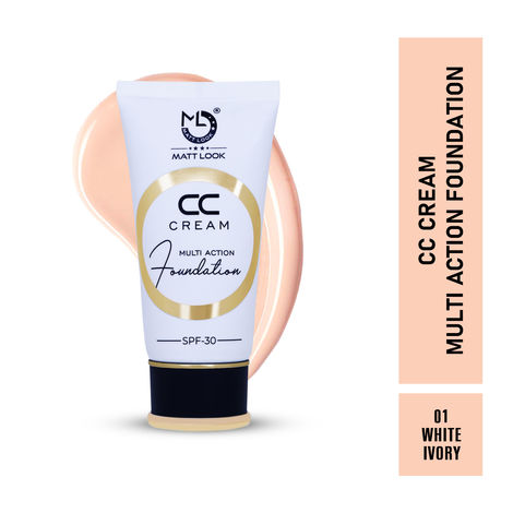 Buy Mattlook CC Cream Multi Action Foundation- Colour Correcting Brightening Full Coverage Lightweight Even Skin Tone Natural Finish - White Ivory (60gm)-Purplle