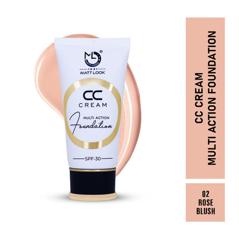 Buy Mattlook CC Cream Multi Action Foundation- Colour Correcting Brightening Full Coverage Lightweight Even Skin Tone Natural Finish -Rose Blush (60 gm)-Purplle
