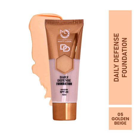 Buy Mattlook DD Foundation Brighten Skin Defence Daily Moisturiser, Face Cream For Skin Radiance Long-lasting Even Skin Tone Lightweight Waterproof Formula, Golden Beige (40ml)-Purplle