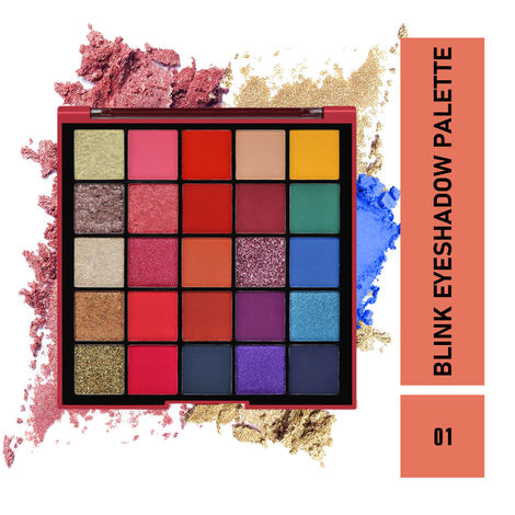 Buy Mattlook 25 Colours Blink Eyeshadow Palette, Flawless Shades, Highly Pigmented Long Wearing Easily Blendable, Gift for Women, Multicolour- 01 (26g)-Purplle