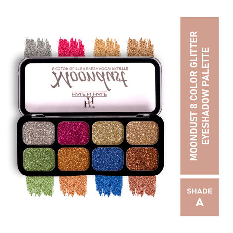 Buy Half N Half Moondust 8 Colour Glitter Shimmer Silver Eyeshadow Palette, Ultra Pigmented Blendable, Long Lasting Waterproof, Flawless Finish, Shade-A (12 gm)-Purplle