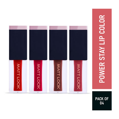 Buy Mattlook 4 Power Stay Lip Colour Matt Liquid Lipsticks, Lip Gloss Creamy, Non Transfer, High Pigment, Long Lasting, Water & Smudge Proof - Newlywed (2.5ml x 4 Pcs) - Pack of 4-Purplle
