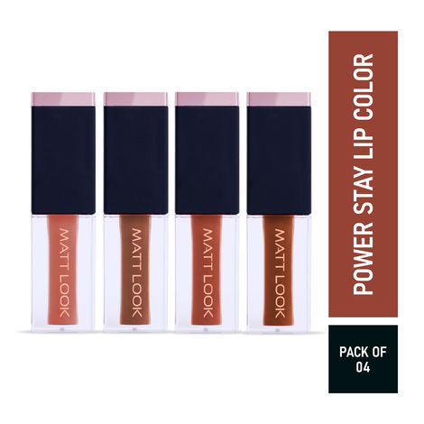 Buy Mattlook 4 Power Stay Lip Colour Matt Liquid Lipsticks, Lip Gloss Creamy, Non Transfer, High Pigment, Long Lasting, Water & Smudge Proof - Nude Spice (2.5 ml x 4 Pcs) - Pack of 4-Purplle