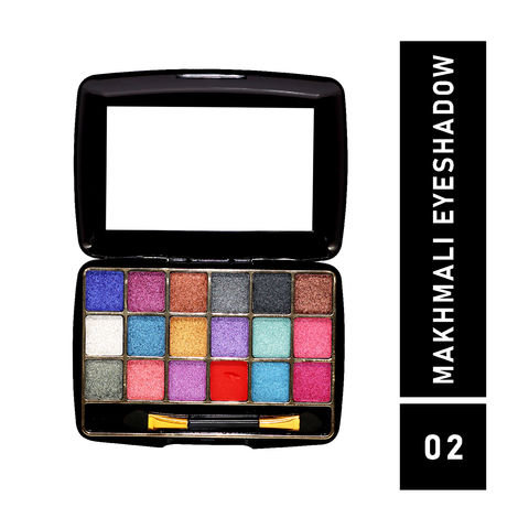 Buy Half N Half 18 Colours Makhmali Eyeshadow with Brush in Palette, Flawless Shades, Easy to Blend, Waterproof Durable Highly Pigmented Eye Makeup Set Gift for Women, Multicolour-02 (12.8gm)-Purplle