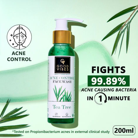 Buy Good Vibes Tea Tree Acne Control Face Wash | Pimple wash, Anti Pimple (200 ml)-Purplle