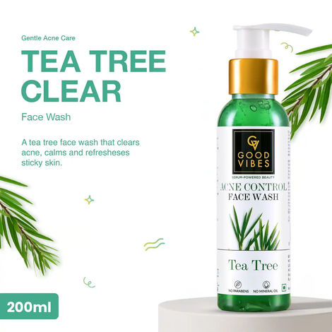 Buy Good Vibes Tea Tree Acne Control Face Wash | Pimple wash, Anti Pimple (200 ml)-Purplle