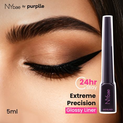 Buy NY Bae Skeyeliner - Glossy (5 ml) | Liquid Black Eyeliner | Intense Pigment | Long Lasting | Smudgeproof | Precise Application | Beginner Friendly-Purplle