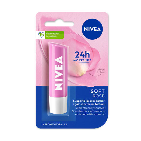 Buy Nivea Lip Balm, Soft Rose (4.8 g)-Purplle