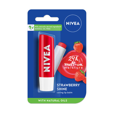 Buy Nivea Tinted Lip Balm with Natural oils & 24H melt-in moisture- Fruity Strawberry Shine-Purplle