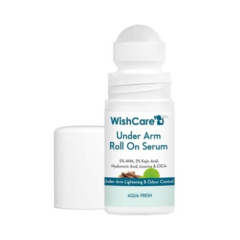 Buy WishCare Under Arm Roll On Serum- Under Arm Lightening & Odour Control - 5% AHA, 3% Kojic Acid, Hyaluronic Acid, Acid Licorice & CICA- Aqua Fresh-Purplle
