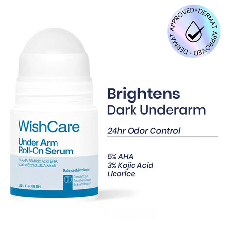 Buy WishCare Aqua Fresh Under Arm Roll On Serum|Reduces Pigmentation,Brightens Skin & Prevents Body Odour|Dermat Approved|AHA, Kojic Acid & Hyaluronic Acid|Long Lasting Aqua Fragrance |50 ml-Purplle