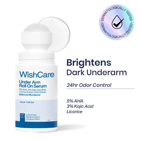 Buy WishCare Aqua Fresh Under Arm Roll On Serum|Reduces Pigmentation,Brightens Skin & Prevents Body Odour|Dermat Approved|AHA, Kojic Acid & Hyaluronic Acid|Long Lasting Aqua Fragrance |50 ml-Purplle