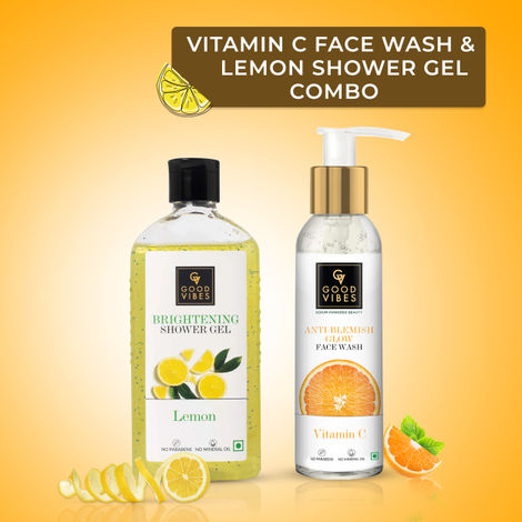 Buy Good Vibes Brighten Up Your Skin Care Routine with Our Vitamin C Face Wash and Lemon Brightening Shower Gel Combo-Purplle